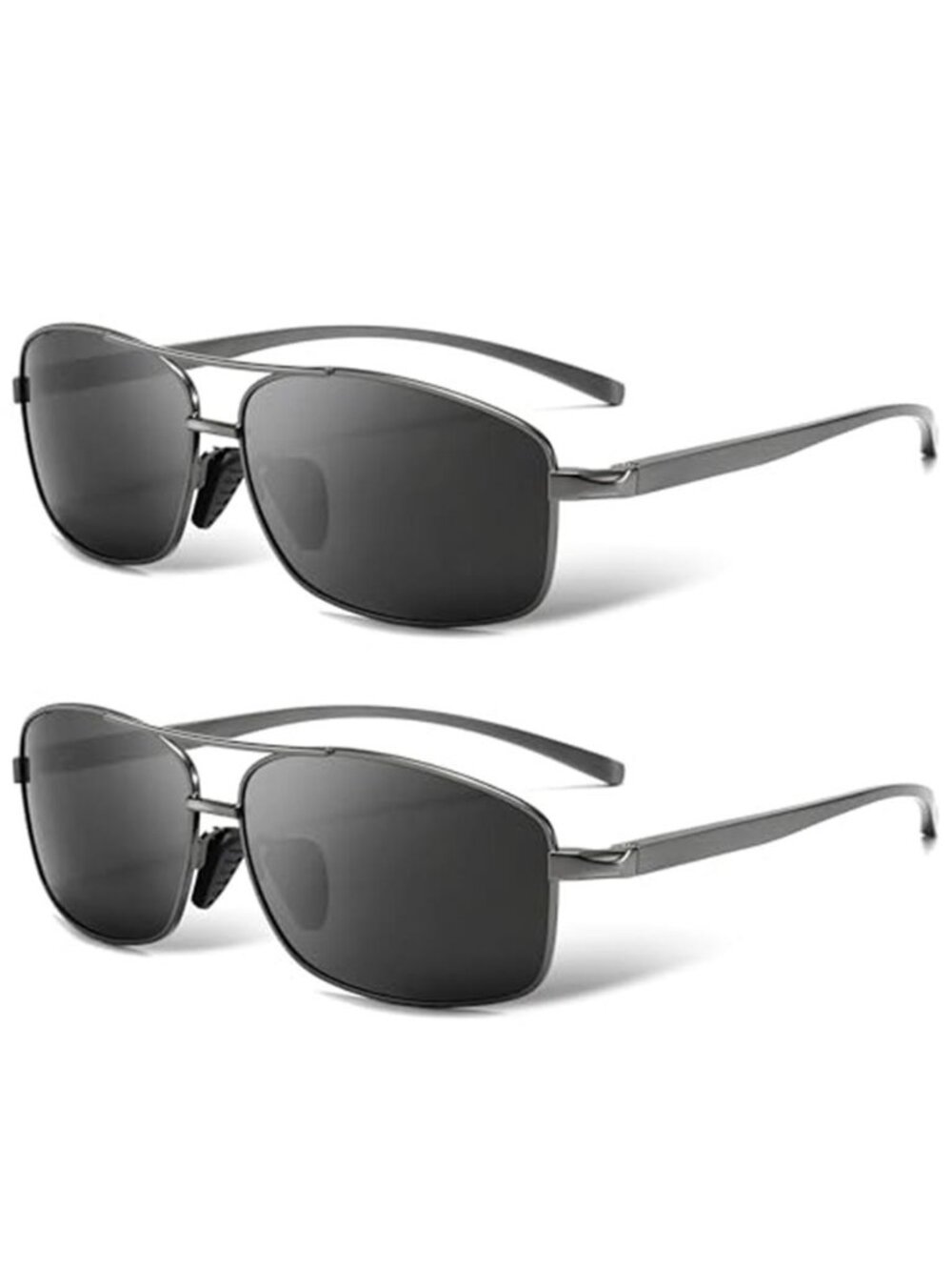 2 Pack Men's Ultra Lightweight Rectangular Polarized Sunglasses